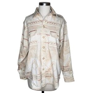 POLO Ralph Lauren Southwestern Button Down Cream Aztec Print Women's Large‎ New
